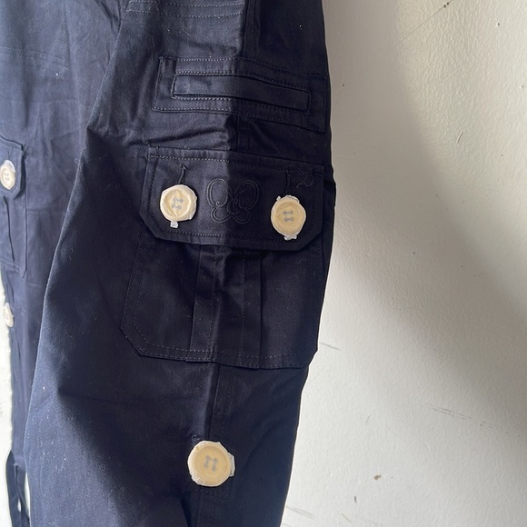 NWT Y2K Mariah Carey Dark Navy Blue Cropped Capri Cargo Pants Size 8 - Picture 5 of 14